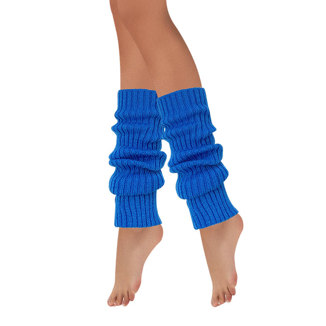 Wrapables 80's Style Neon Fluorescent Ribbed Leg Warmers, Blue