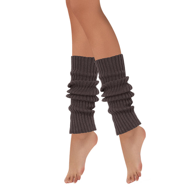 Wrapables 80's Style Neon Fluorescent Ribbed Leg Warmers, Mahogany Gray