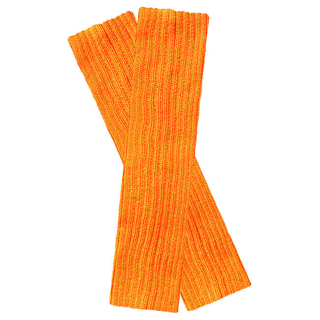 Wrapables 80's Style Neon Fluorescent Ribbed Leg Warmers, Orange