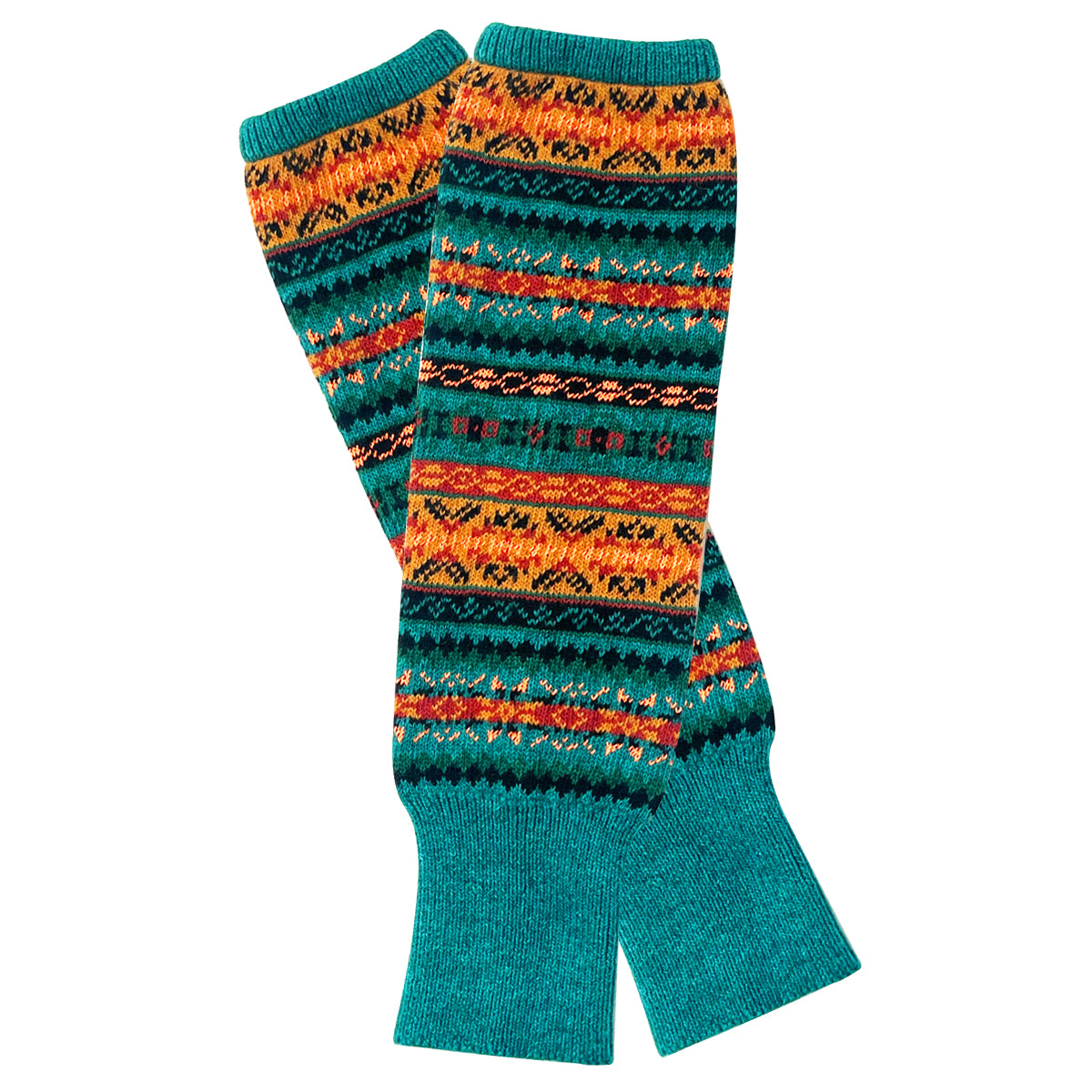 Wrapables Women's Bohemian Winter Warm Long Leg Warmers, Knee High Boot Socks, Teal