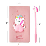 Wrapables Cute Notebook Gel Pen Set, Diary Journal Gift Set, Unicorn Butt