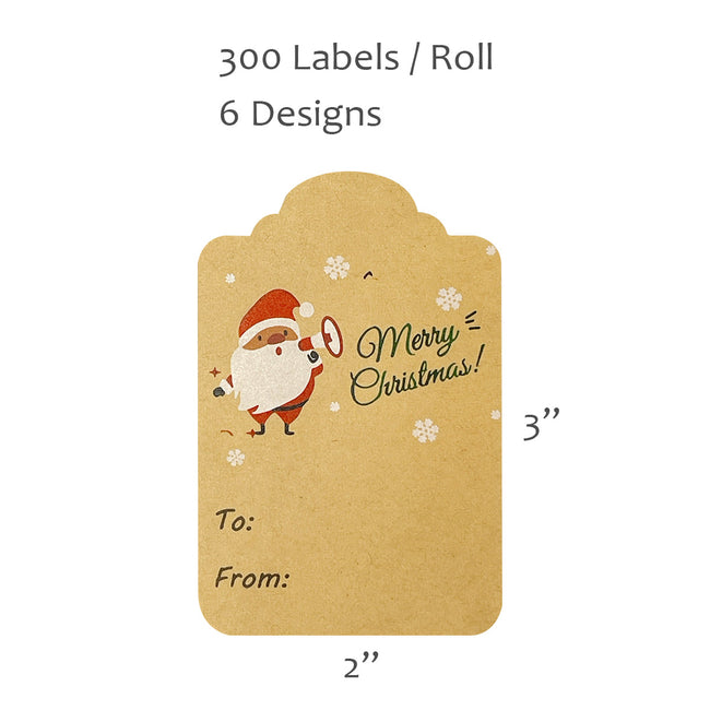 Wrapables Christmas Holiday Gift Tag Stickers and Labels Roll for Gift-Wrapping, Labeling, Package Decoration (300pcs), Snowman