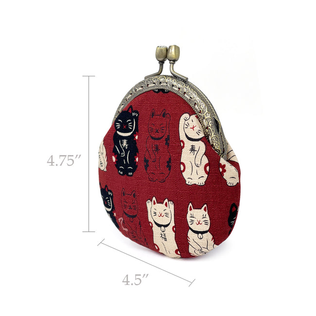 Wrapables Stylish Decorative Coin Purse, Clasp Wallet, Red Fortune Cat