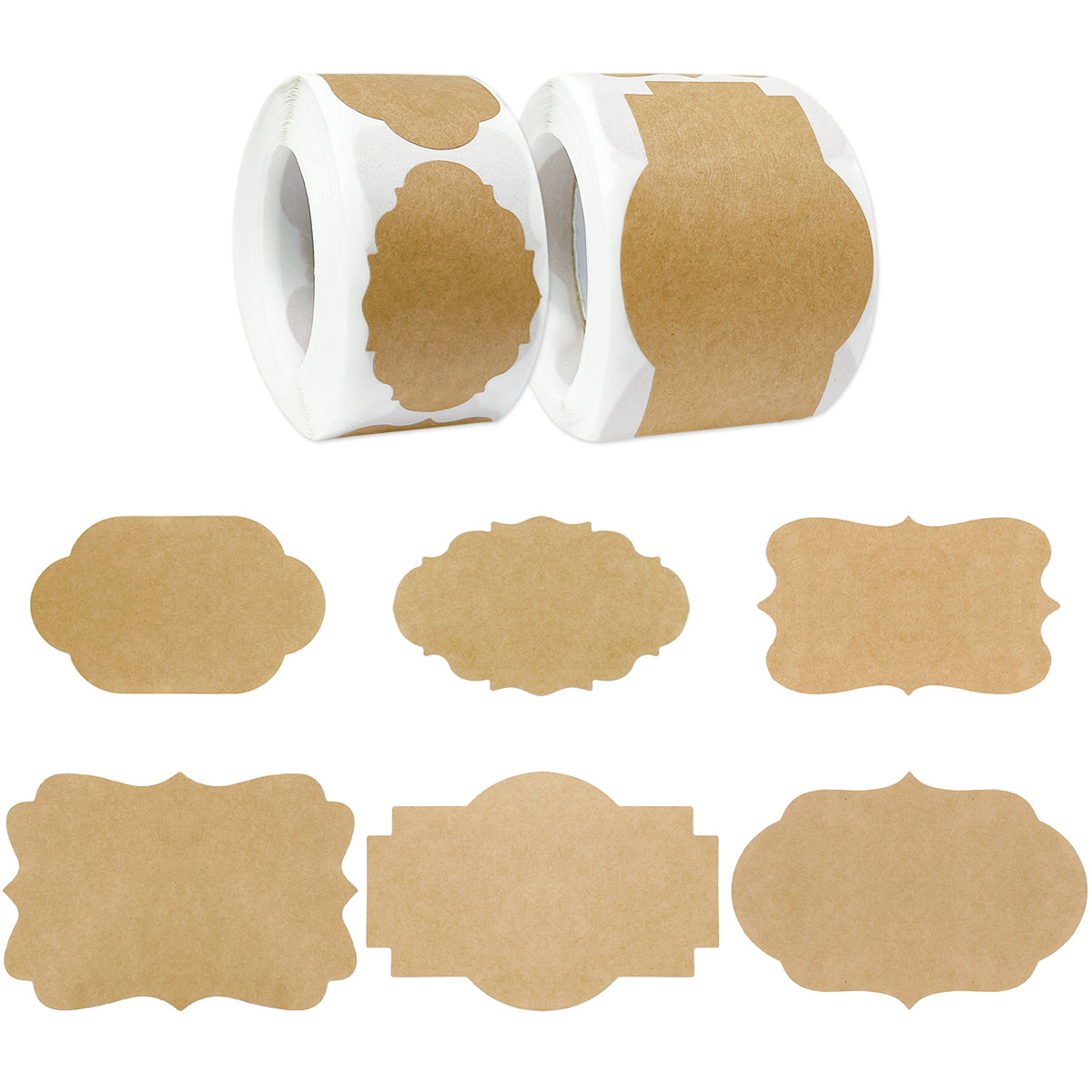 Wrapables Kraft Paper Sticker Labels for Lids, Mason Jars, Bottles, Homemade Products, Gift Wrapping, Parties, (450pcs) Assorted Fancy