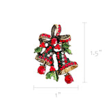 Wrapables Christmas Crystal Rhinestone Brooch Pin, Bells