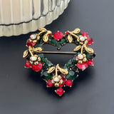 Wrapables Christmas Crystal Rhinestone Brooch Pin, Heart Wreath