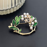 Wrapables Christmas Crystal Rhinestone Brooch Pin, Laurel & Faux Pearls