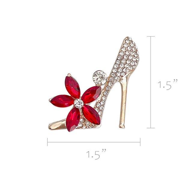 Wrapables Crystal Rhinestone High Heel Shoe Brooch Pin, Red