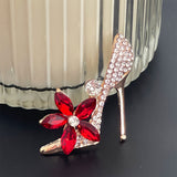 Wrapables Crystal Rhinestone High Heel Shoe Brooch Pin, Red