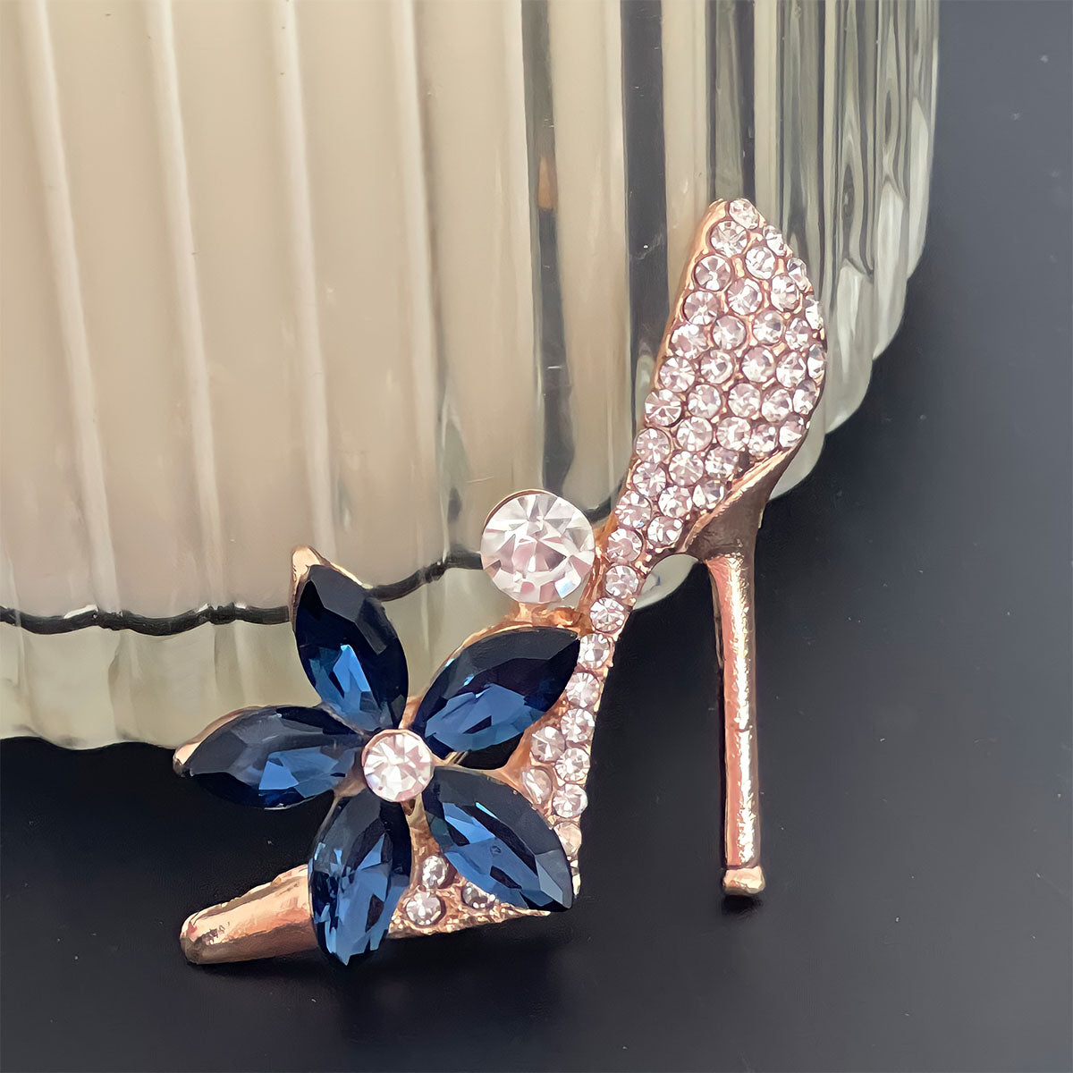 Wrapables Crystal Rhinestone High Heel Shoe Brooch Pin, Blue