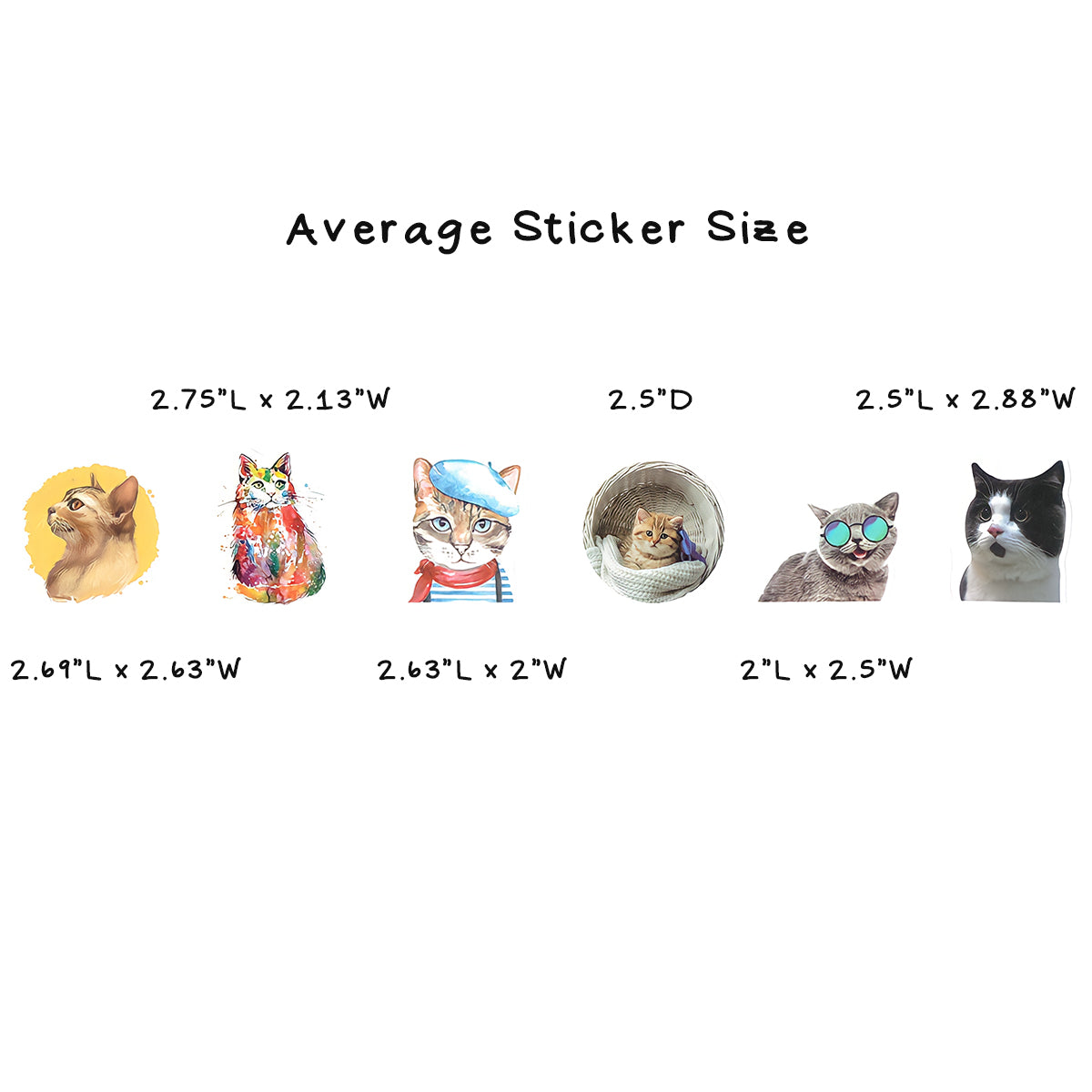 Wrapables Waterproof Vinyl Stickers for Water Bottles, Laptop, Phones, Skateboards, Decals for Teens, 100pcs, Funny Felines