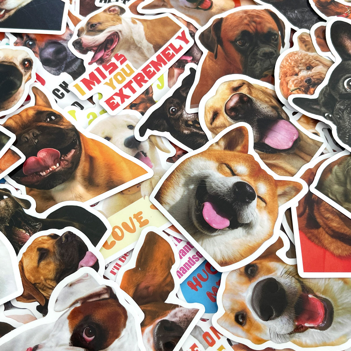 Wrapables Waterproof Vinyl Stickers for Water Bottles, Laptop, Phones, Skateboards, Decals for Teens, 100pcs, Silly Puppies