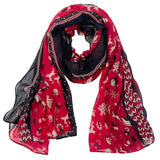 Wrapables Lightweight Winter Holiday Christmas Scarf, Reindeer & Sled Red