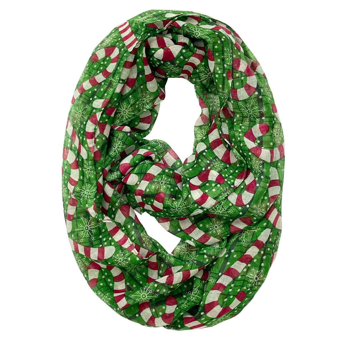 Wrapables Lightweight Winter Holiday Christmas Scarf, Candy Canes Green