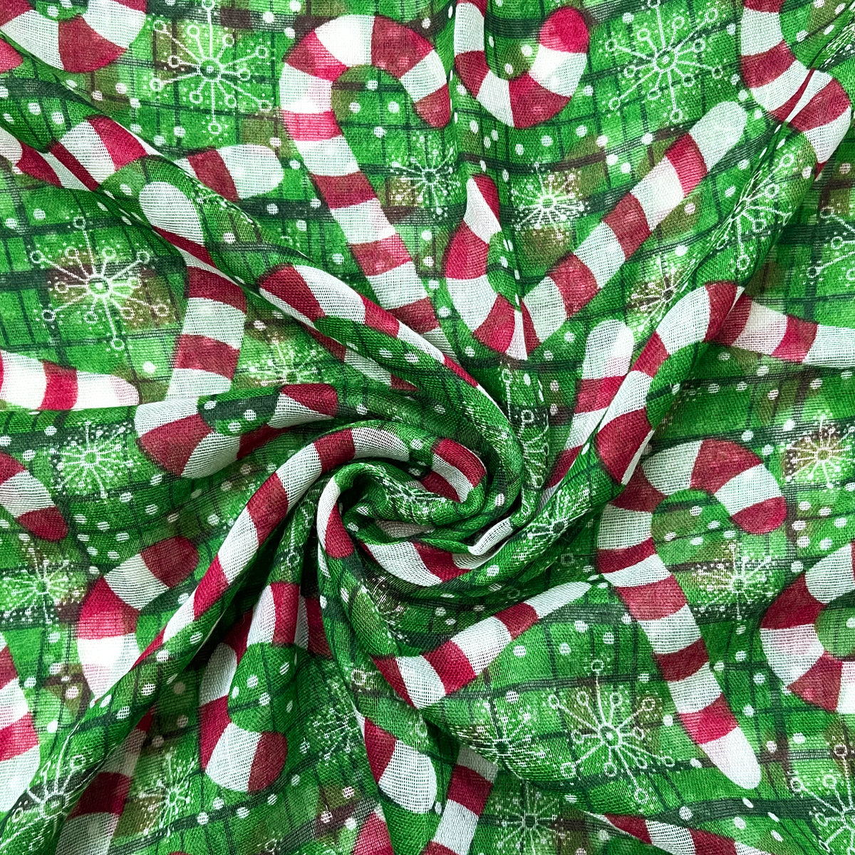 Wrapables Lightweight Winter Holiday Christmas Scarf, Candy Canes Green