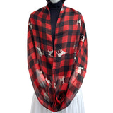 Wrapables Lightweight Winter Holiday Christmas Scarf, Reindeer Plaid Red