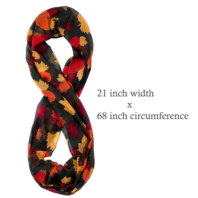 Wrapables Lightweight Winter Holiday Christmas Scarf, Maple Leaves & Pumpkins