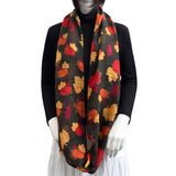 Wrapables Lightweight Winter Holiday Christmas Scarf, Maple Leaves & Pumpkins