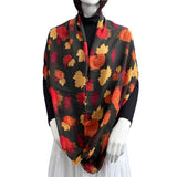 Wrapables Lightweight Winter Holiday Christmas Scarf, Maple Leaves & Pumpkins