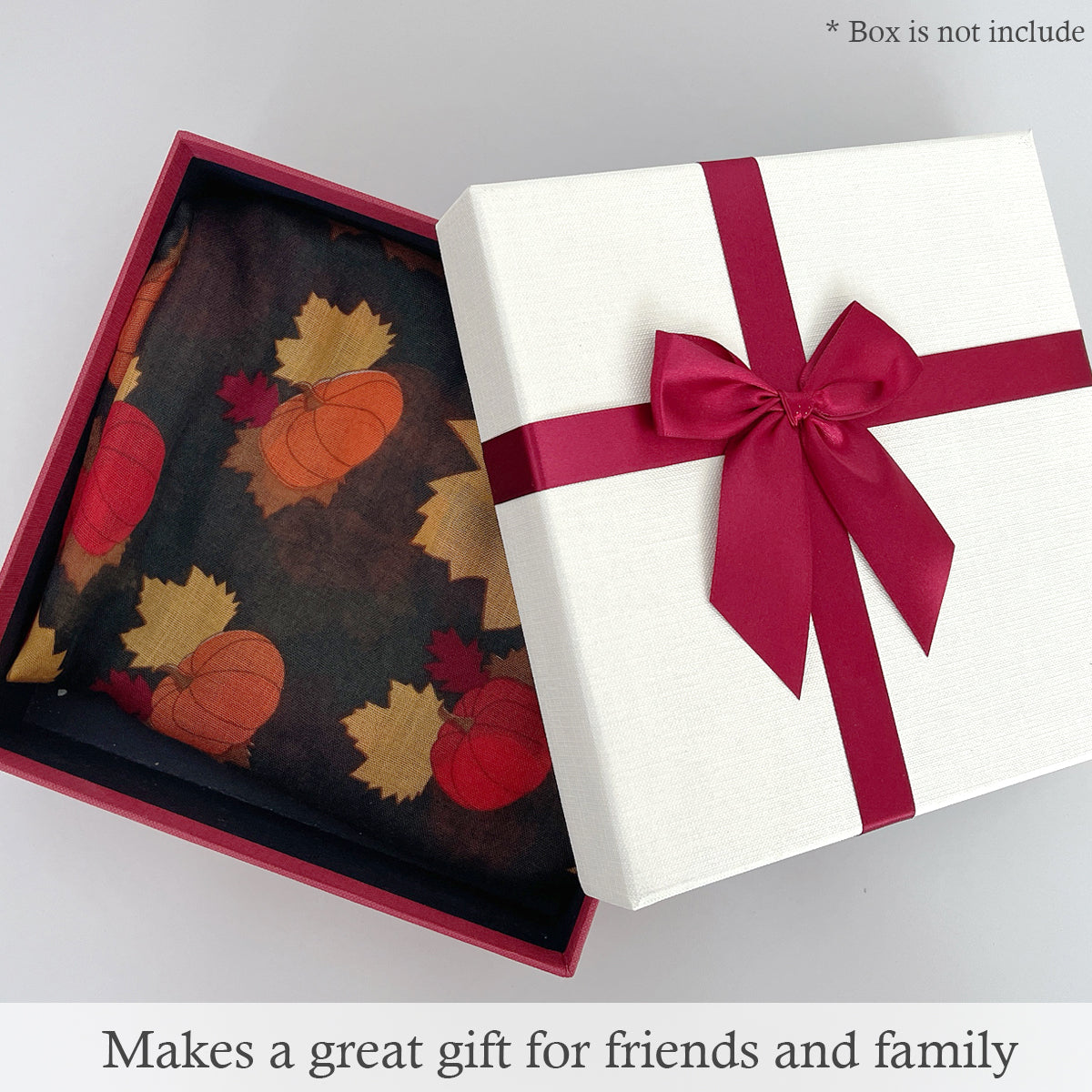 Wrapables Lightweight Winter Holiday Christmas Scarf, Maple Leaves & Pumpkins