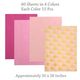 Wrapables Tissue Paper 20 x 28 Inch for Gift Wrapping, Arts & Crafts, Paper Flowers, Garlands, Tassels (60 Sheets), Pink