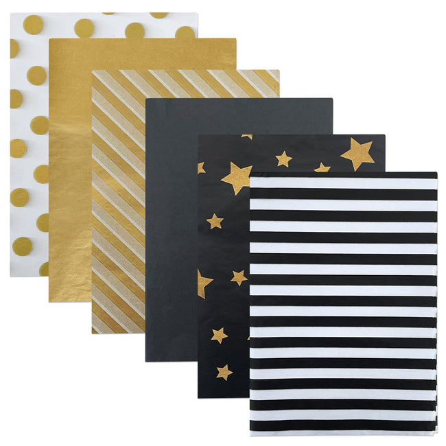 Wrapables Tissue Paper 20 x 28 Inch for Gift Wrapping, Arts & Crafts, Paper Flowers, Garlands, Tassels (60 Sheets), Black & Gold