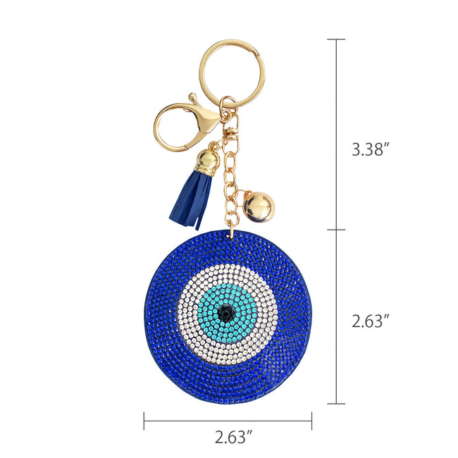 Wrapables Crystal Bling Key Chain Keyring with Tassel Car Purse Handbag Pendant, Blue Evil Eye