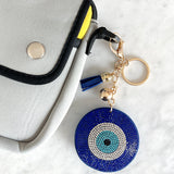 Wrapables Crystal Bling Key Chain Keyring with Tassel Car Purse Handbag Pendant, Blue Evil Eye