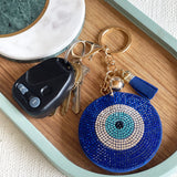 Wrapables Crystal Bling Key Chain Keyring with Tassel Car Purse Handbag Pendant, Blue Evil Eye