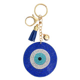 Wrapables Crystal Bling Key Chain Keyring with Tassel Car Purse Handbag Pendant, Blue Evil Eye