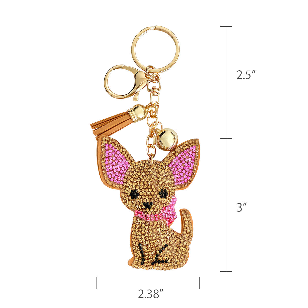 Wrapables Crystal Bling Key Chain Keyring with Tassel Car Purse Handbag Pendant, Chihuahua