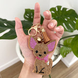 Wrapables Crystal Bling Key Chain Keyring with Tassel Car Purse Handbag Pendant, Chihuahua