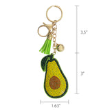 Wrapables Crystal Bling Key Chain Keyring with Tassel Car Purse Handbag Pendant, Avocado