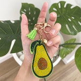 Wrapables Crystal Bling Key Chain Keyring with Tassel Car Purse Handbag Pendant, Avocado