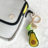 Wrapables Crystal Bling Key Chain Keyring with Tassel Car Purse Handbag Pendant, Avocado