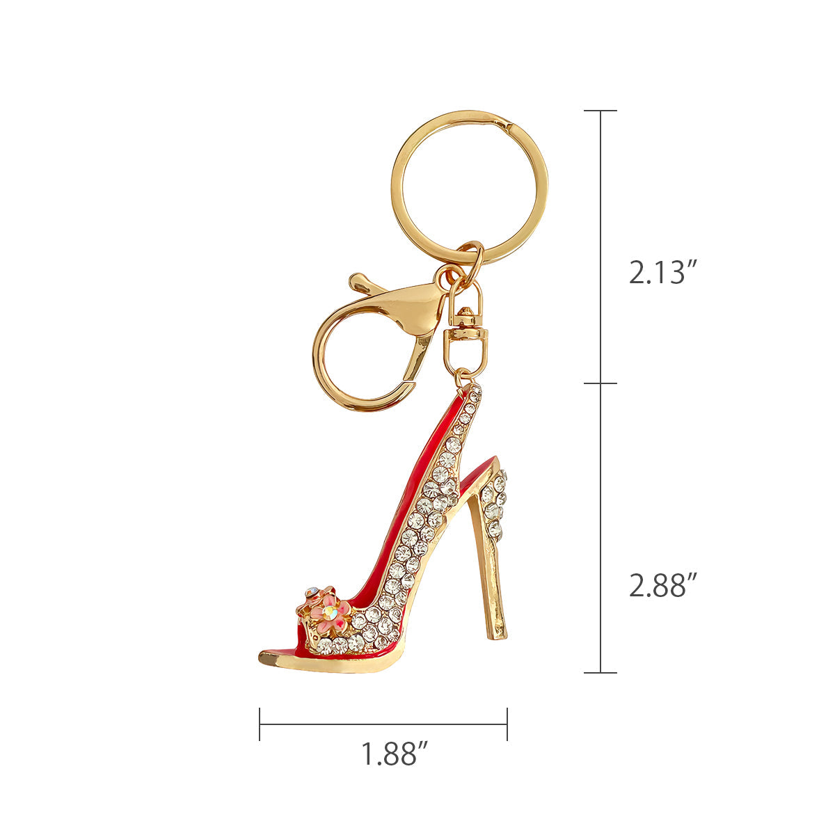 Wrapables Crystal Bling Key Chain Keyring with Tassel Car Purse Handbag Pendant, Pink High Heel