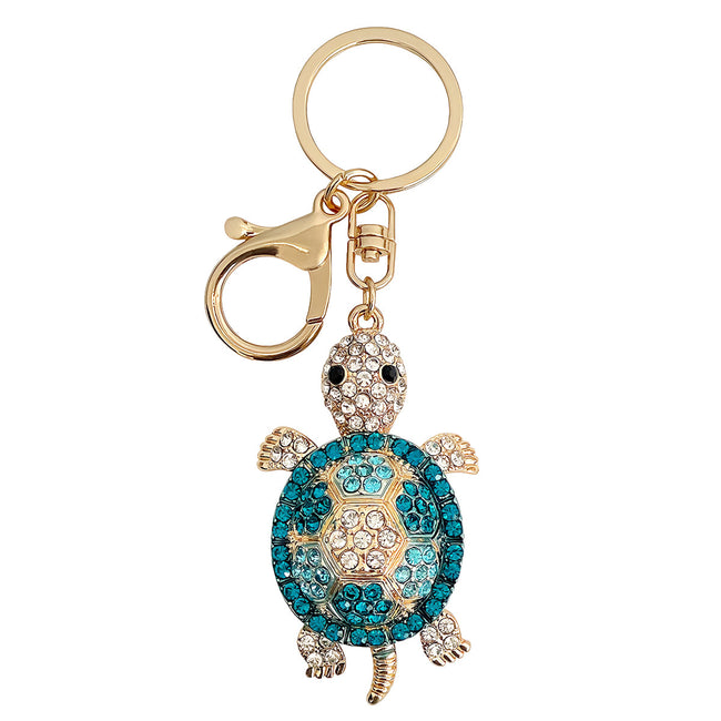 Wrapables Crystal Bling Key Chain Keyring with Tassel Car Purse Handbag Pendant, Blue Sea Turtle