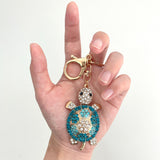 Wrapables Crystal Bling Key Chain Keyring with Tassel Car Purse Handbag Pendant, Blue Sea Turtle