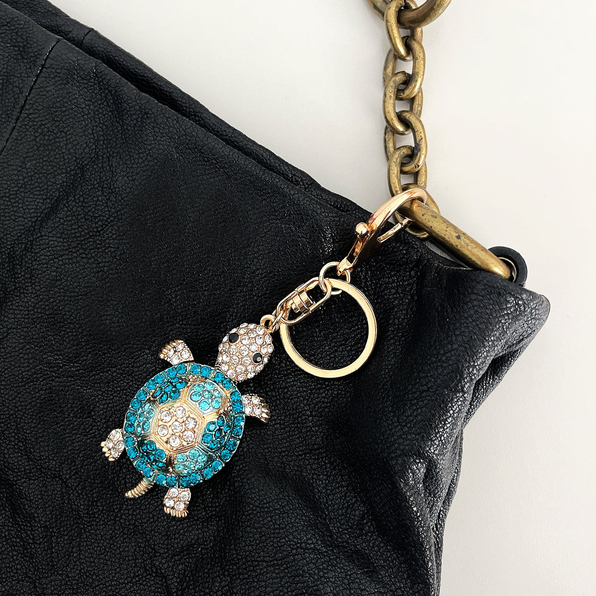 Wrapables Crystal Bling Key Chain Keyring with Tassel Car Purse Handbag Pendant, Blue Sea Turtle