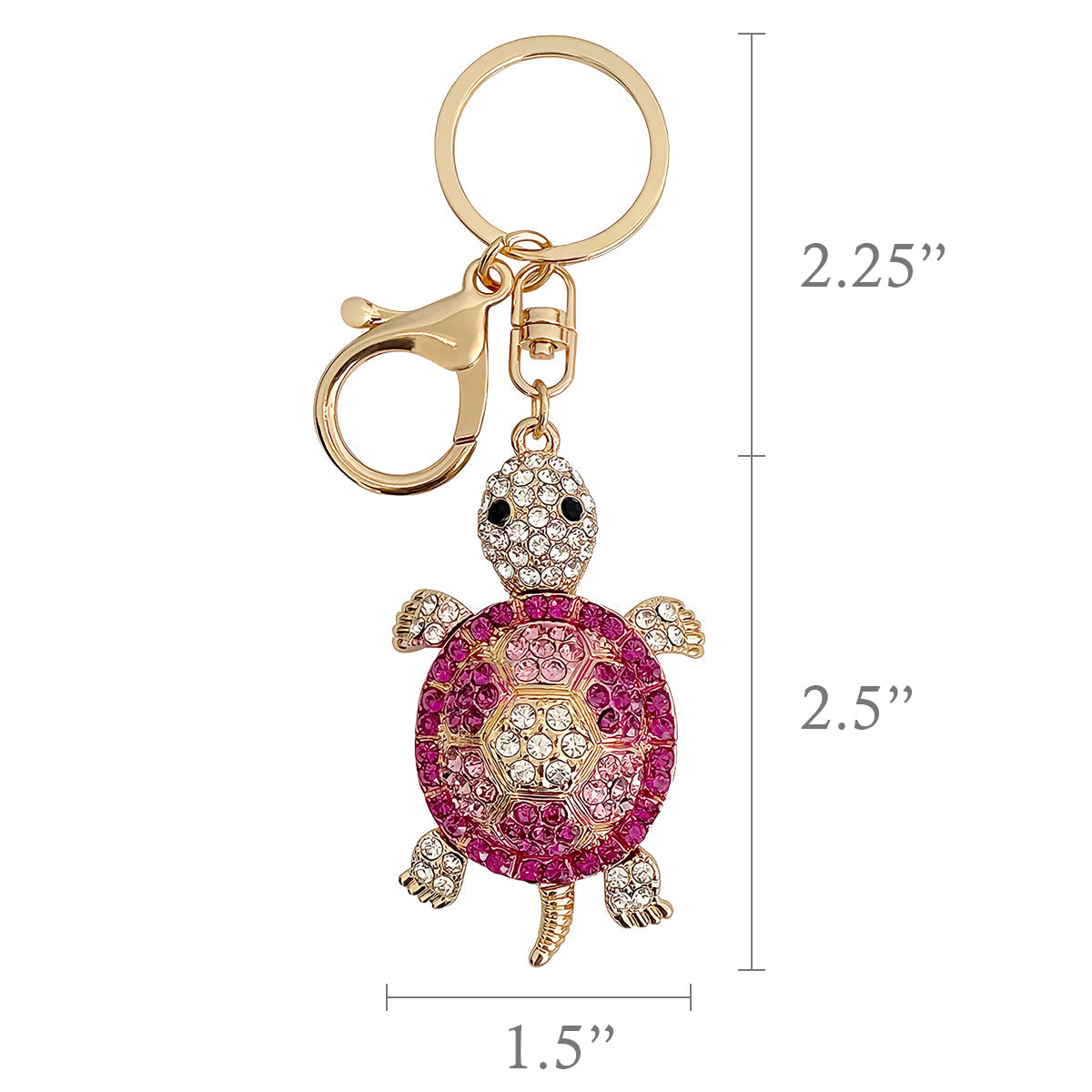 Wrapables Crystal Bling Key Chain Keyring with Tassel Car Purse Handbag Pendant, Pink Sea Turtle