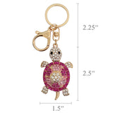 Wrapables Crystal Bling Key Chain Keyring with Tassel Car Purse Handbag Pendant, Pink Sea Turtle