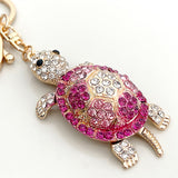 Wrapables Crystal Bling Key Chain Keyring with Tassel Car Purse Handbag Pendant, Pink Sea Turtle