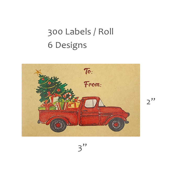 Wrapables Christmas Holiday Gift Tag Stickers and Labels Roll for Gift-Wrapping, Labeling, Package Decoration (300pcs), Rustic Greetings