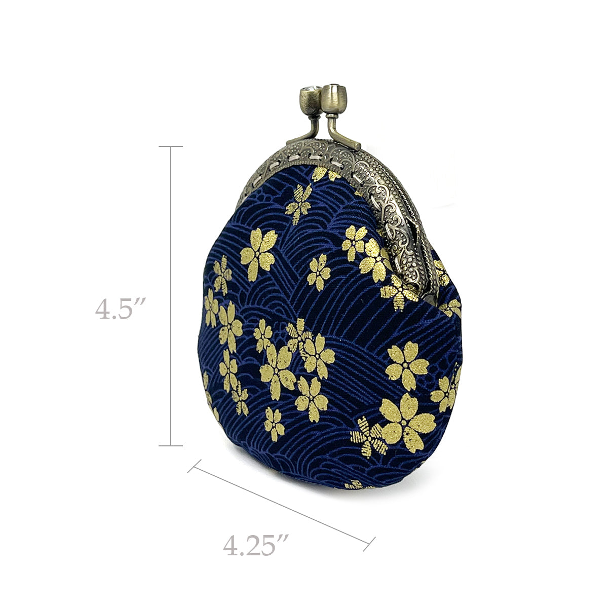 Wrapables Stylish Decorative Coin Purse, Clasp Wallet, Navy Blossoms