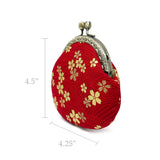 Wrapables Stylish Decorative Coin Purse, Clasp Wallet, Red Blossoms