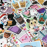 Wrapables Waterproof Vinyl Stickers for Water Bottles, Laptop, Phones, Skateboards, Decals for Teens, 100pcs, Boba Tea