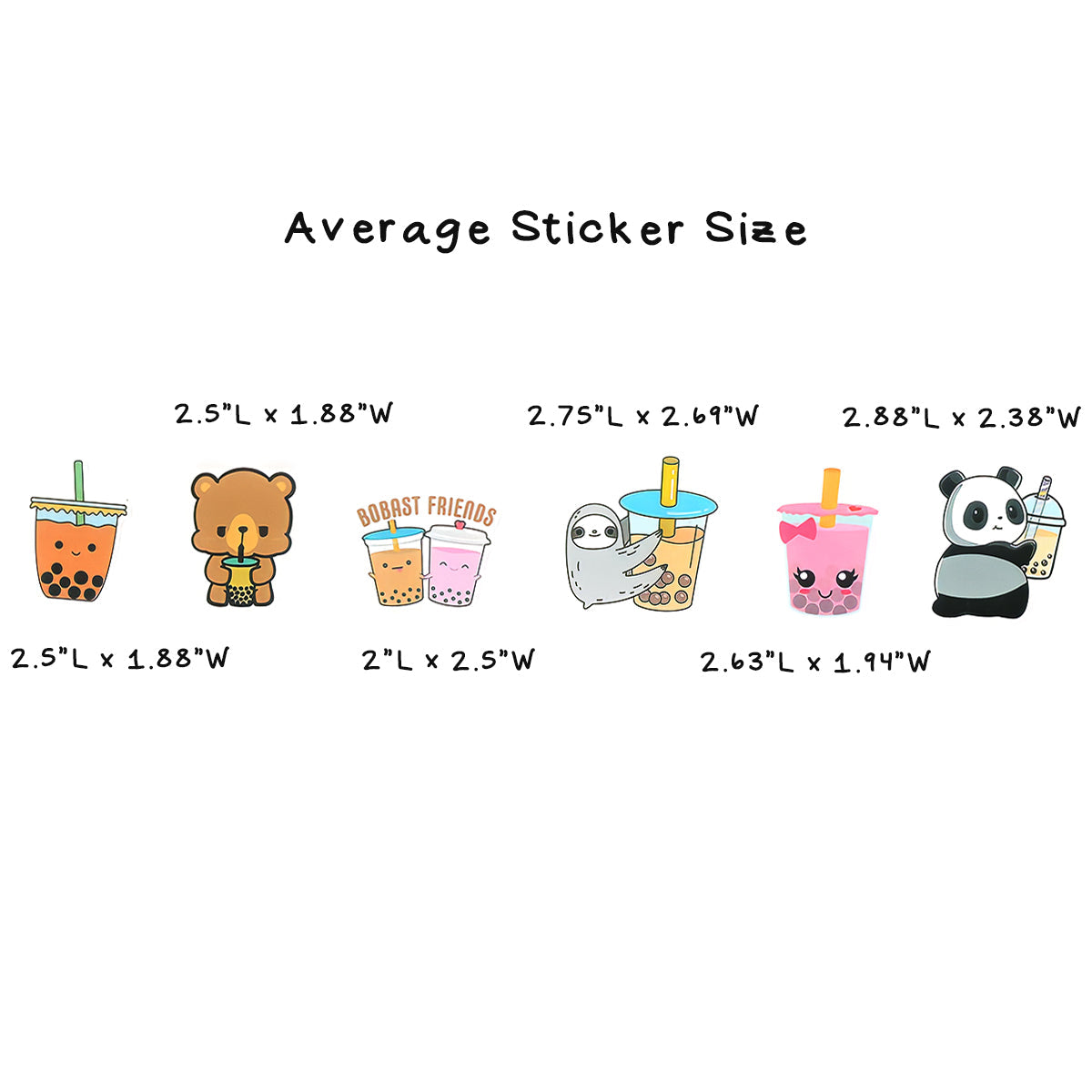 Wrapables Waterproof Vinyl Stickers for Water Bottles, Laptop, Phones, Skateboards, Decals for Teens, 100pcs, Boba Tea