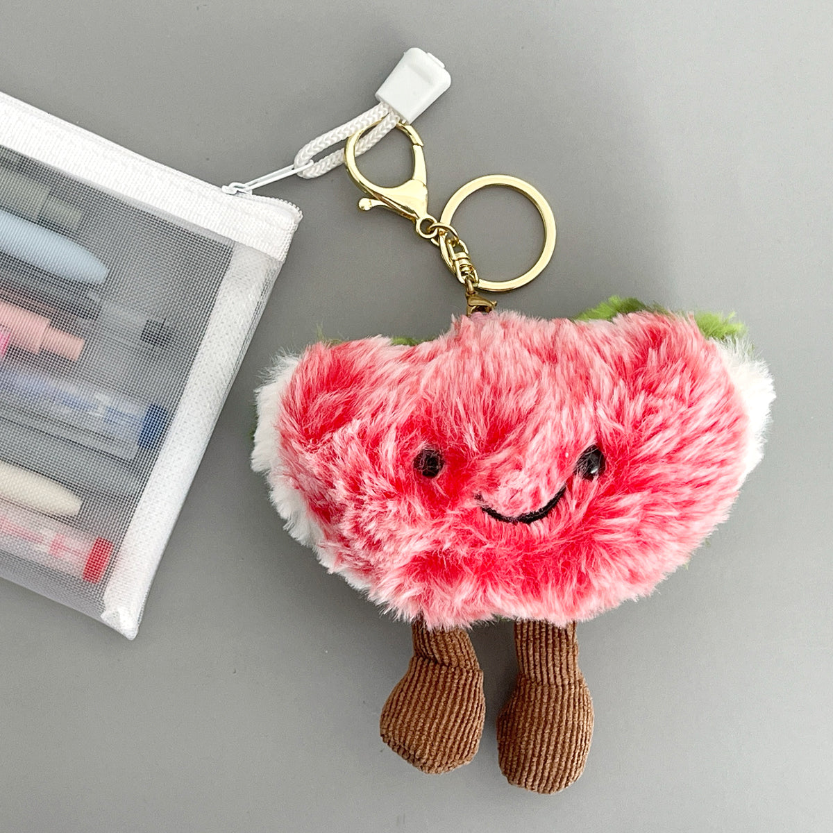 Wrapables Cute Plush Keychain Keyring Pendant Charm for Bag, Watermelon