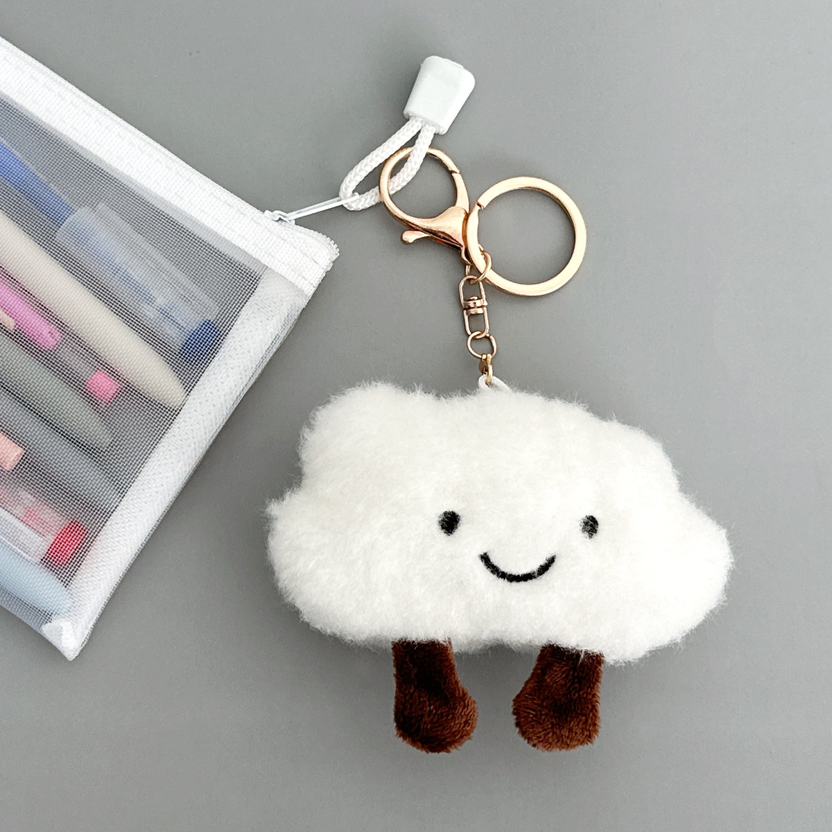 Wrapables Cute Plush Keychain Keyring Pendant Charm for Bag, Cloud