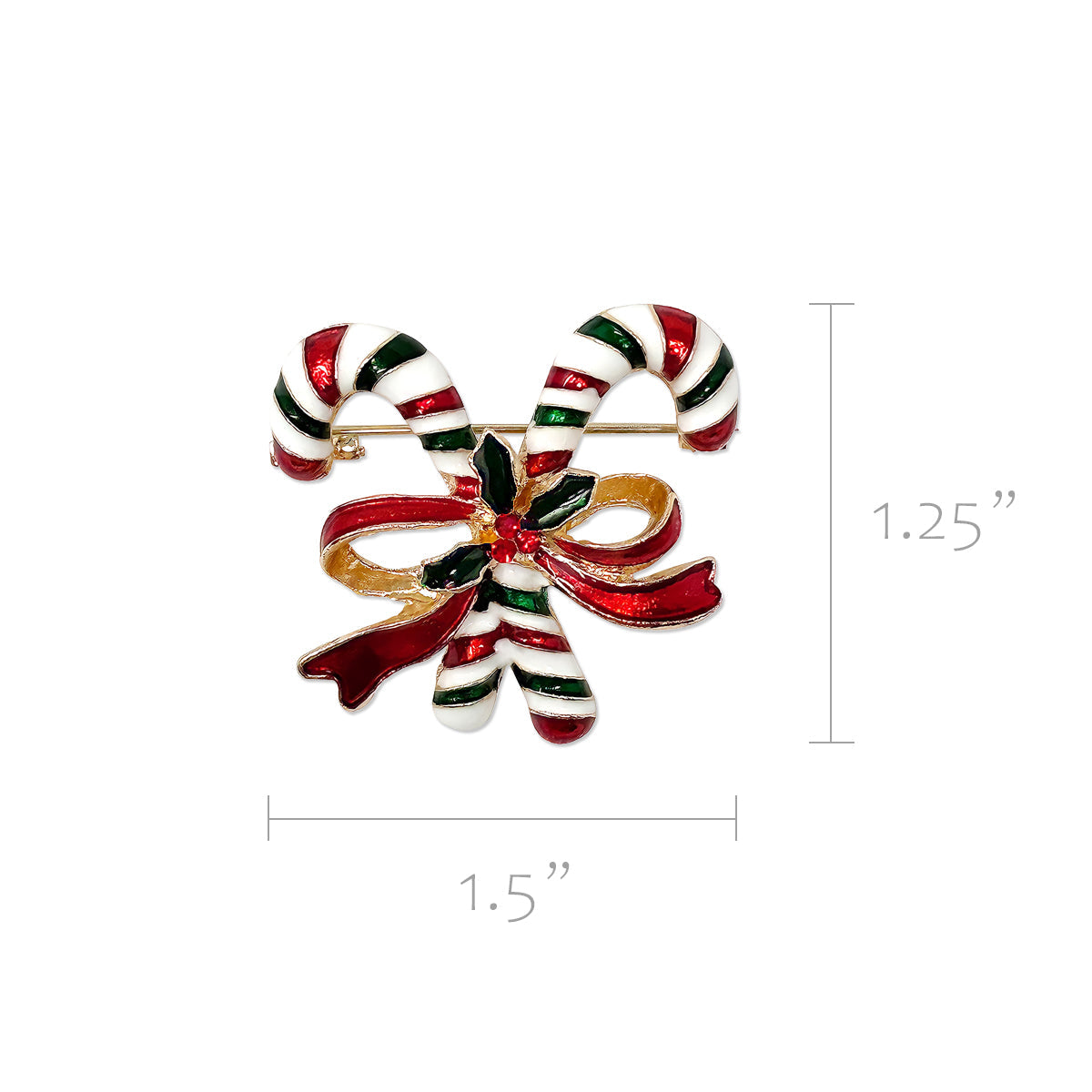 Wrapables Christmas Crystal Rhinestone Brooch Pin, Candy Canes